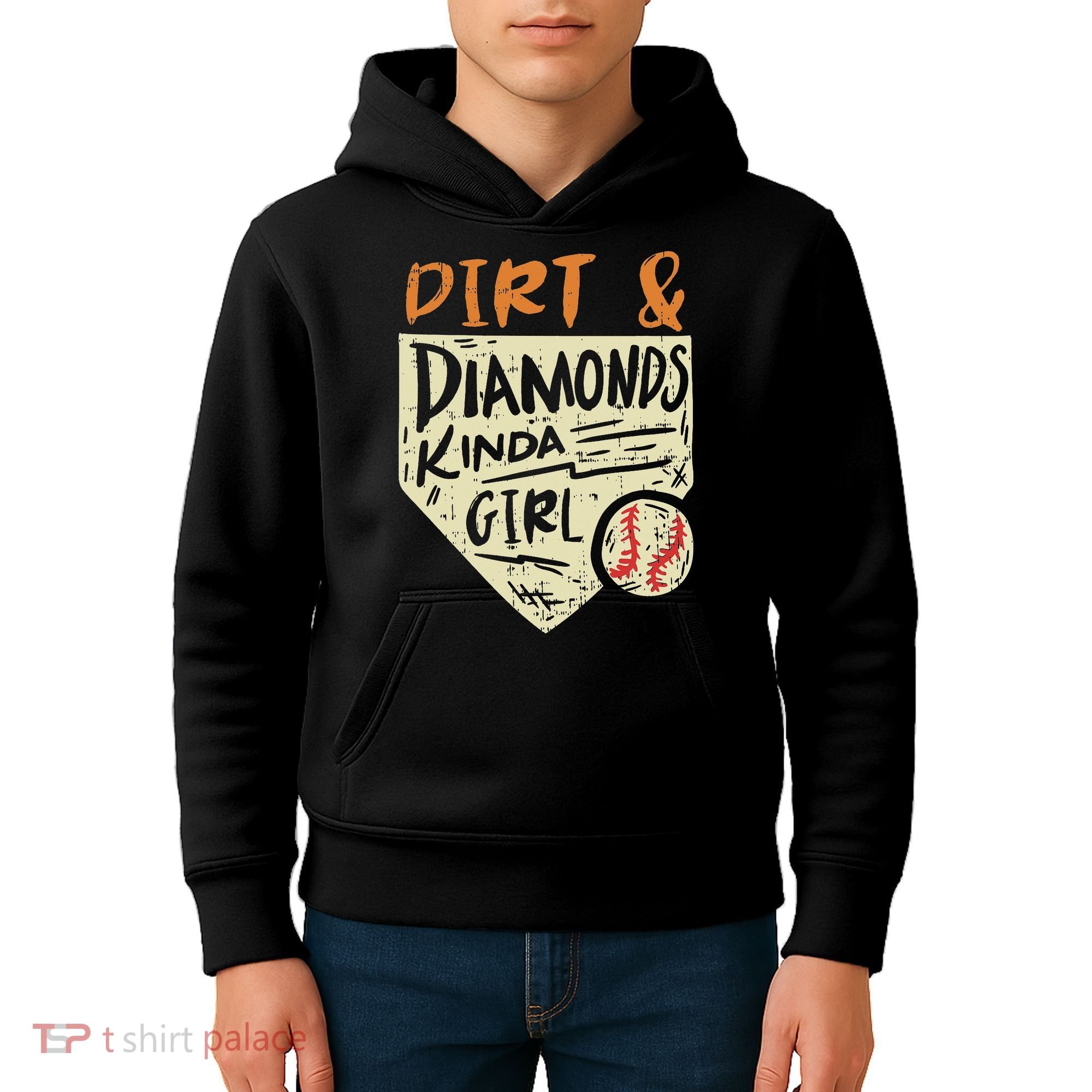 Fun Cute Softball Baseball Dirt & Diamonds Kinda Girl Kids Hoodie