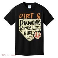 Fun Cute Softball Baseball Dirt & Diamonds Kinda Girl Kids T-Shirt thumb 0