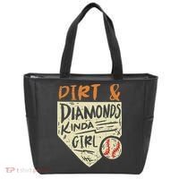 Fun Cute Softball Baseball Dirt & Diamonds Kinda Girl Tote Bag thumb 0