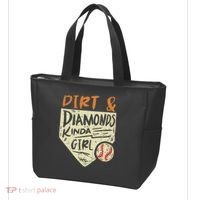 Fun Cute Softball Baseball Dirt & Diamonds Kinda Girl Tote Bag thumb 3