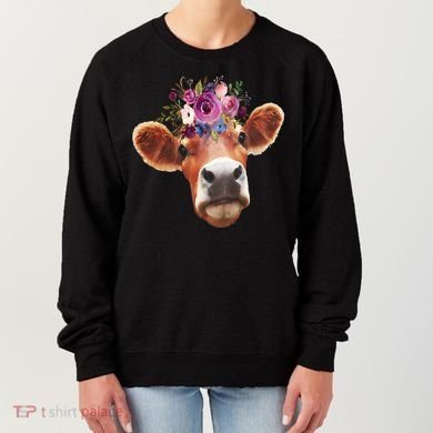 Floral Cow Spring Nature Women's Sweatshirt