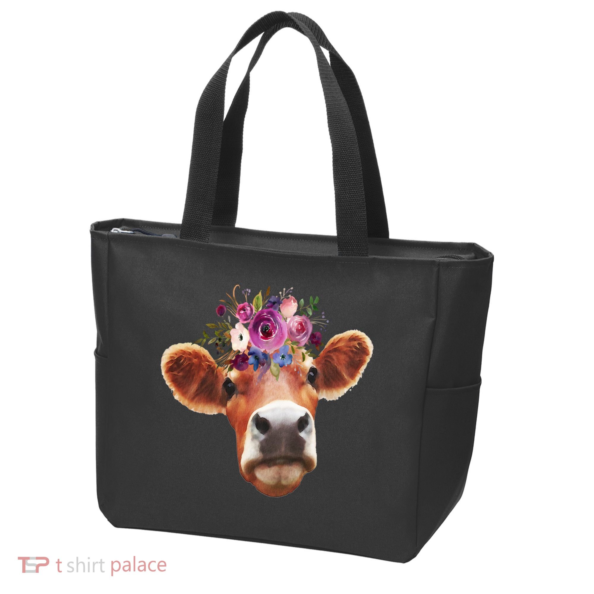 Floral Cow Spring Nature Tote Bag