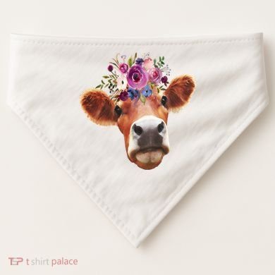 Floral Cow Spring Nature USA-Made Doggie Bandana