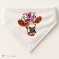 Floral Cow Spring Nature USA-Made Doggie Bandana thumb 0