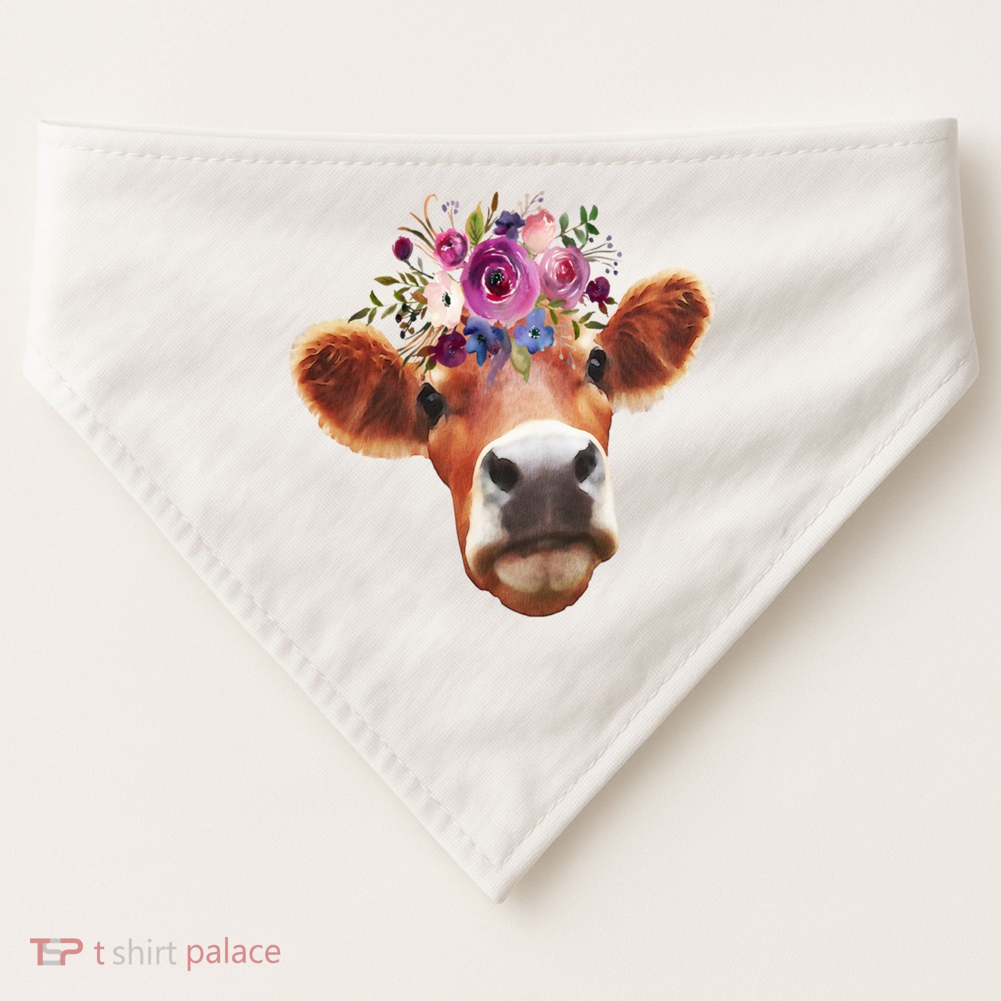 Floral Cow Spring Nature USA-Made Doggie Bandana