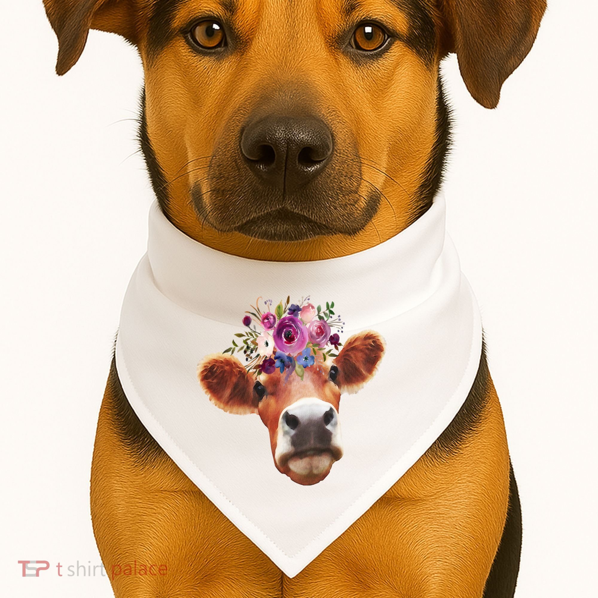 Floral Cow Spring Nature USA-Made Doggie Bandana