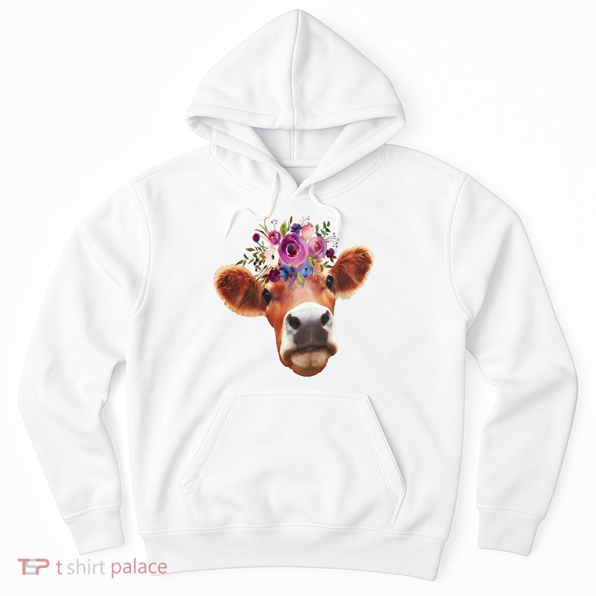 Floral Cow Spring Nature Hoodie