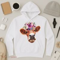 Floral Cow Spring Nature Hoodie thumb 3