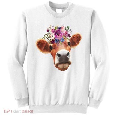 Floral Cow Spring Nature Sweatshirt