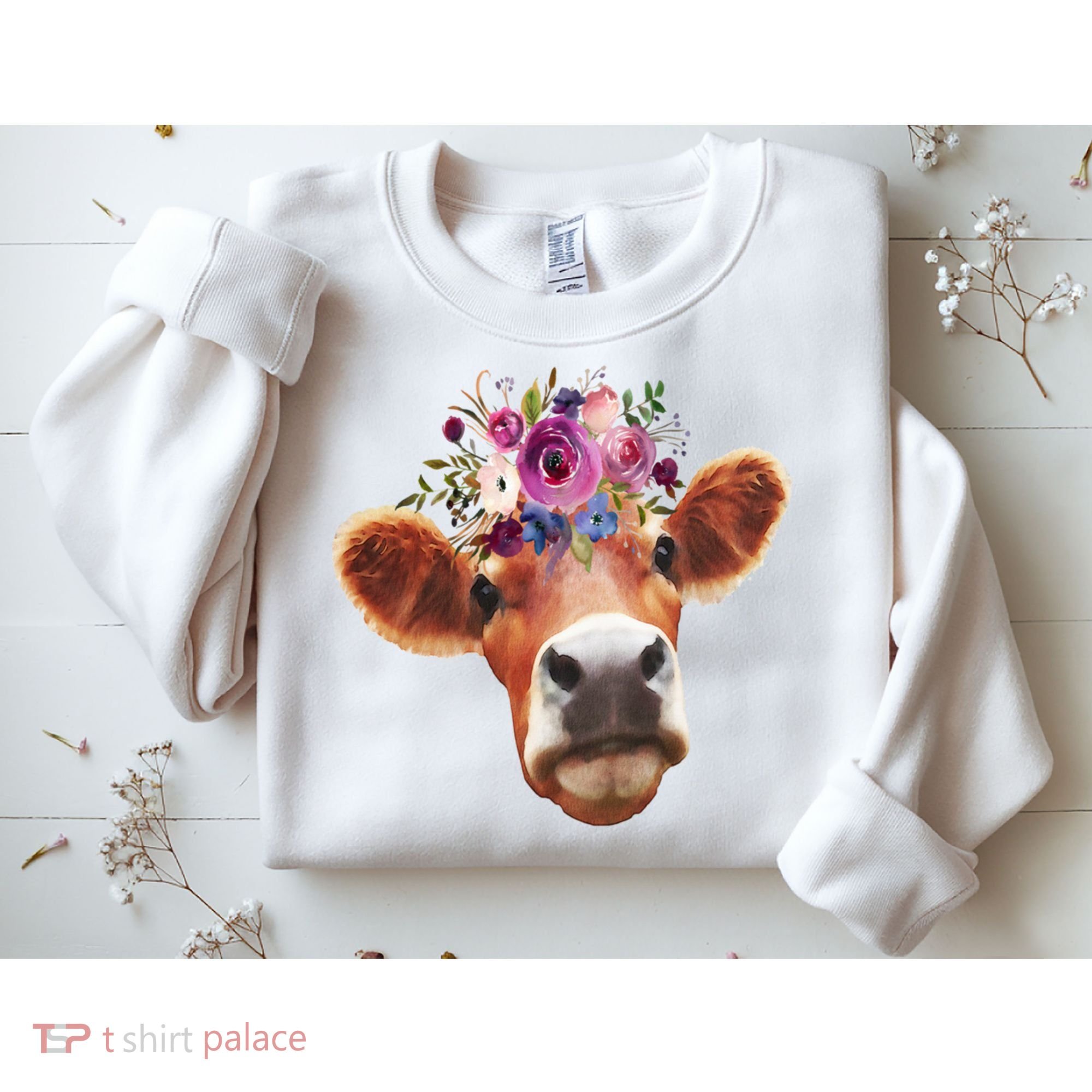 Floral Cow Spring Nature Sweatshirt