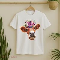 Floral Cow Spring Nature T-Shirt thumb 2