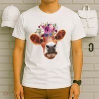 Floral Cow Spring Nature T-Shirt thumb 6