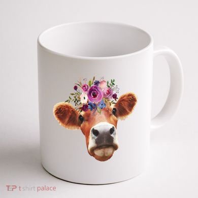 Floral Cow Spring Nature Coffee Mug back
