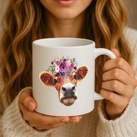 Floral Cow Spring Nature Coffee Mug thumb 3