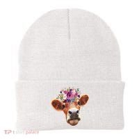Floral Cow Spring Nature Beanie thumb 0
