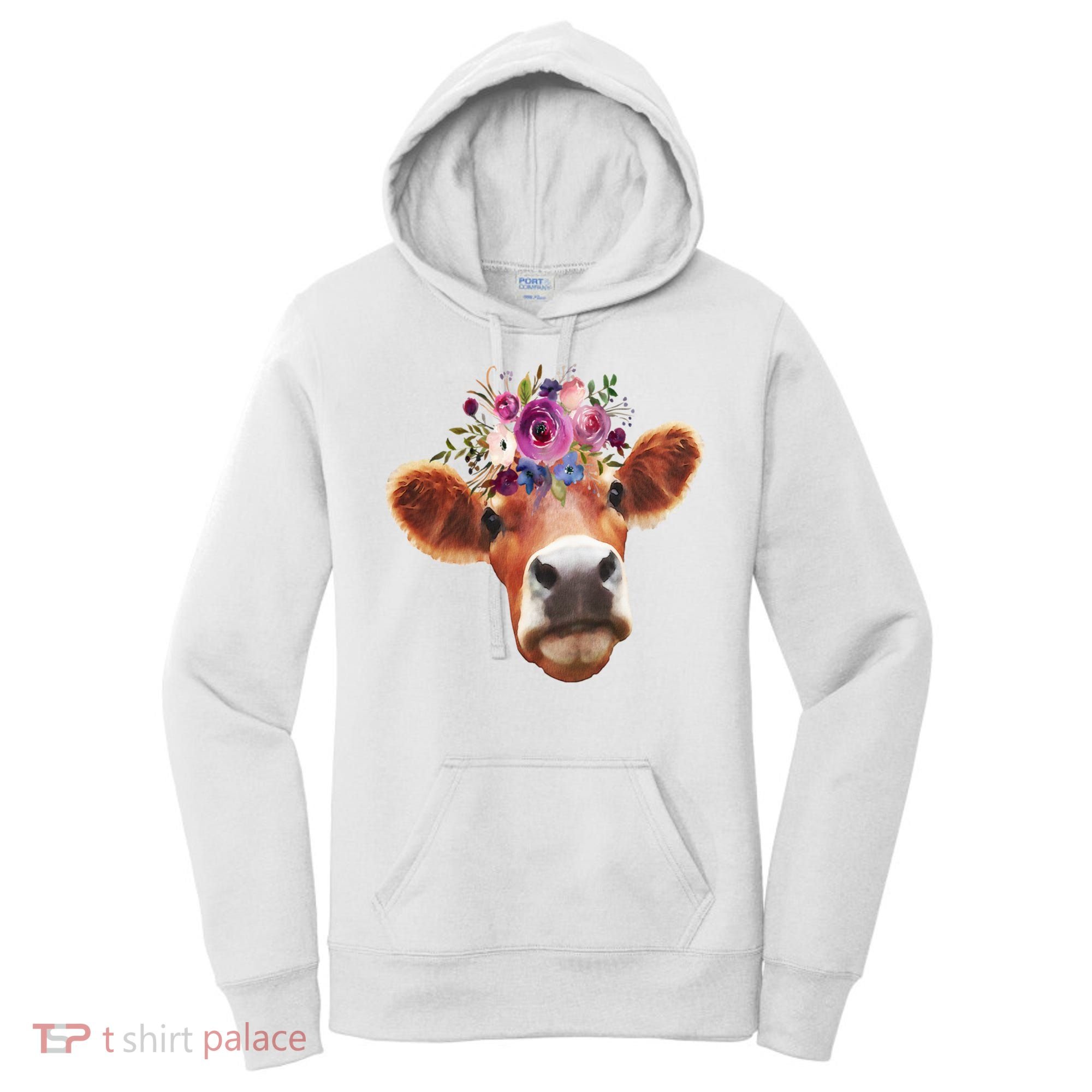 Floral Cow Spring Nature Women's Hoodie