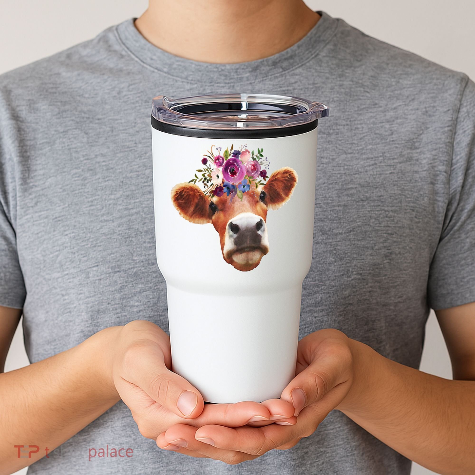 Floral Cow Spring Nature Tumbler
