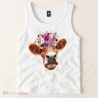 Floral Cow Spring Nature Tank Top thumb 2