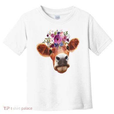 Floral Cow Spring Nature Toddler T-Shirt