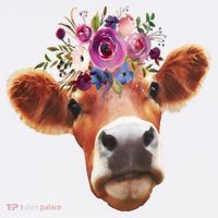 Floral Cow Spring Nature Women's Long Sleeve Shirt thumb 2