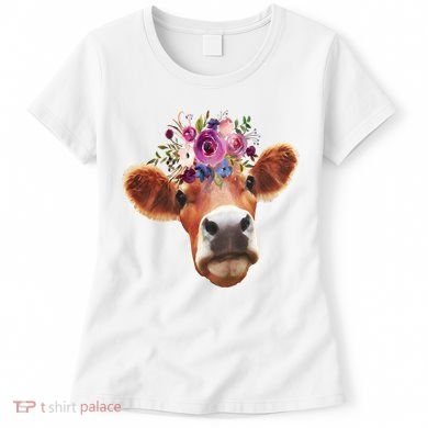 Floral Cow Spring Nature Women's T-Shirt