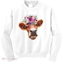 Floral Cow Spring Nature Kids Sweatshirt thumb 0