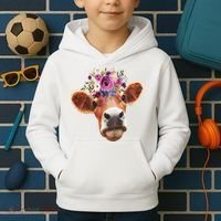 Floral Cow Spring Nature Kids Hoodie thumb 2