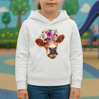 Floral Cow Spring Nature Kids Hoodie thumb 3