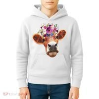 Floral Cow Spring Nature Kids Hoodie thumb 4