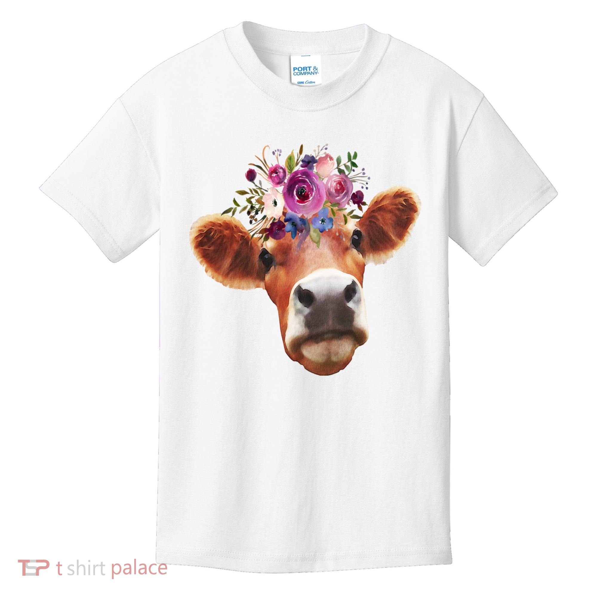 Floral Cow Spring Nature Kids T-Shirt