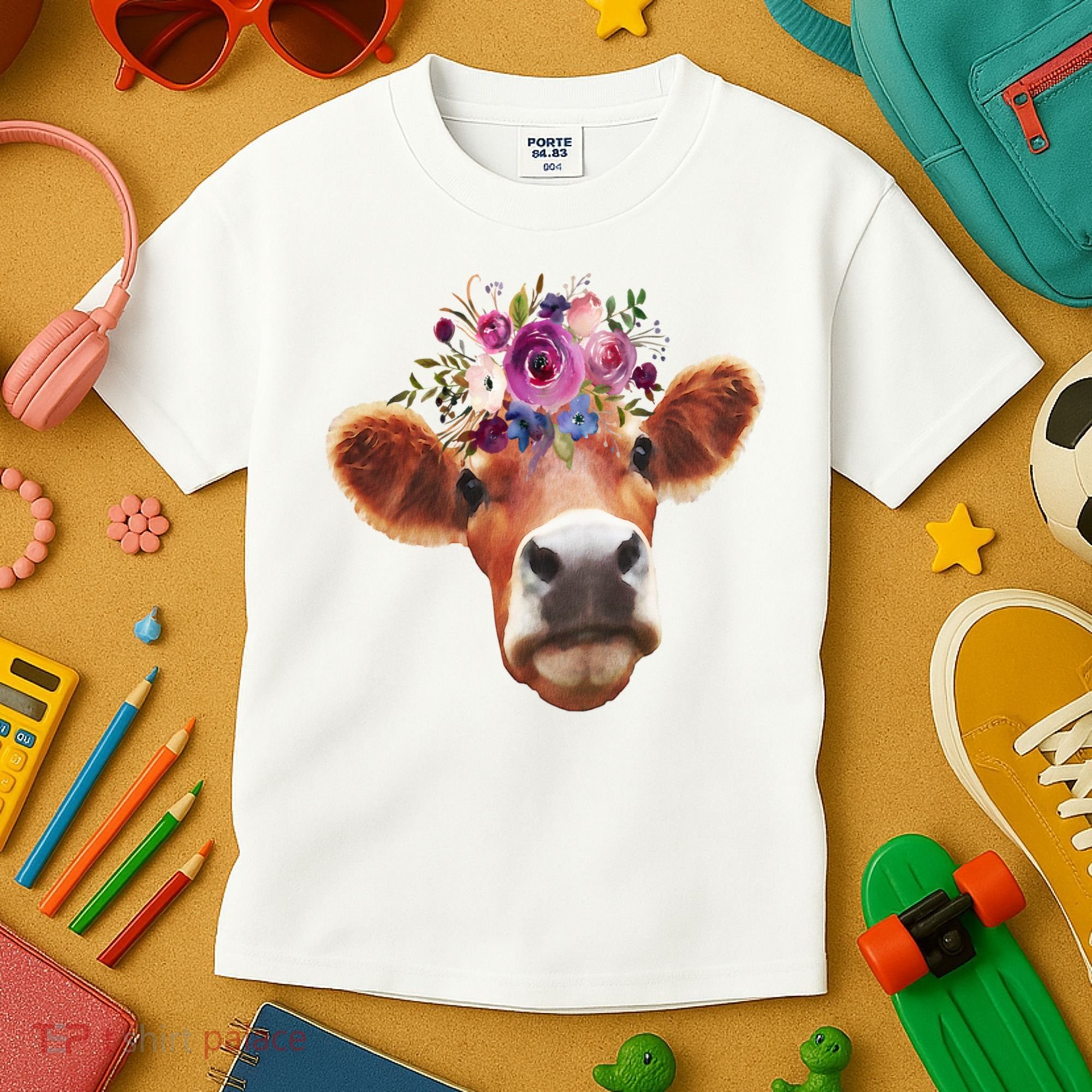 Floral Cow Spring Nature Kids T-Shirt