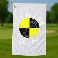 Funny Crash Test Dummy I Do My Own Stunts Golf Towel thumb 1