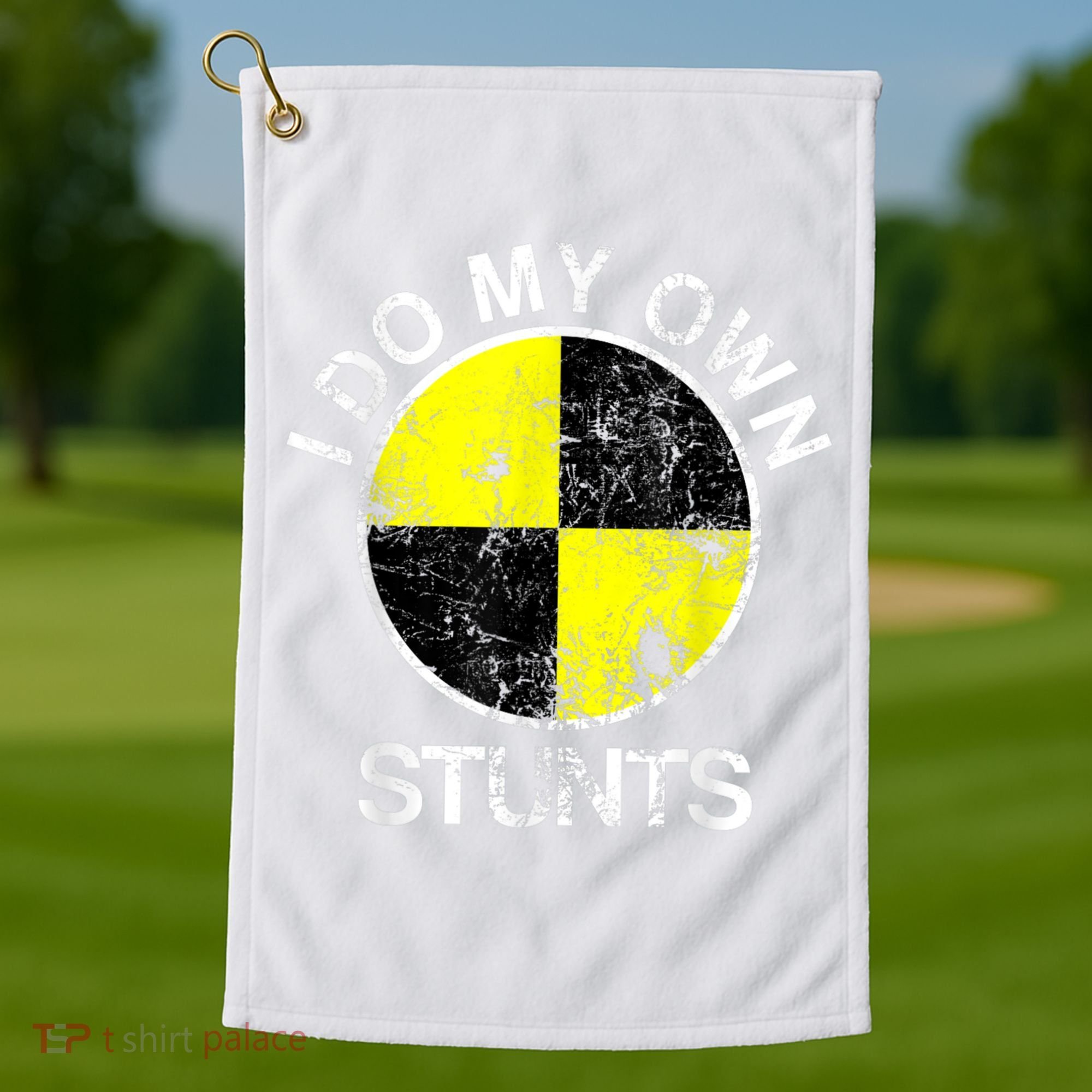 Funny Crash Test Dummy I Do My Own Stunts Golf Towel