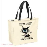 Funny Cat Touch My Coffee I Will Slap You So Hard Tote Bag thumb 2