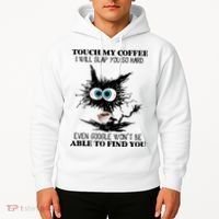 Funny Cat Touch My Coffee I Will Slap You So Hard Hoodie thumb 2