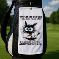 Funny Cat Touch My Coffee I Will Slap You So Hard Golf Towel thumb 2