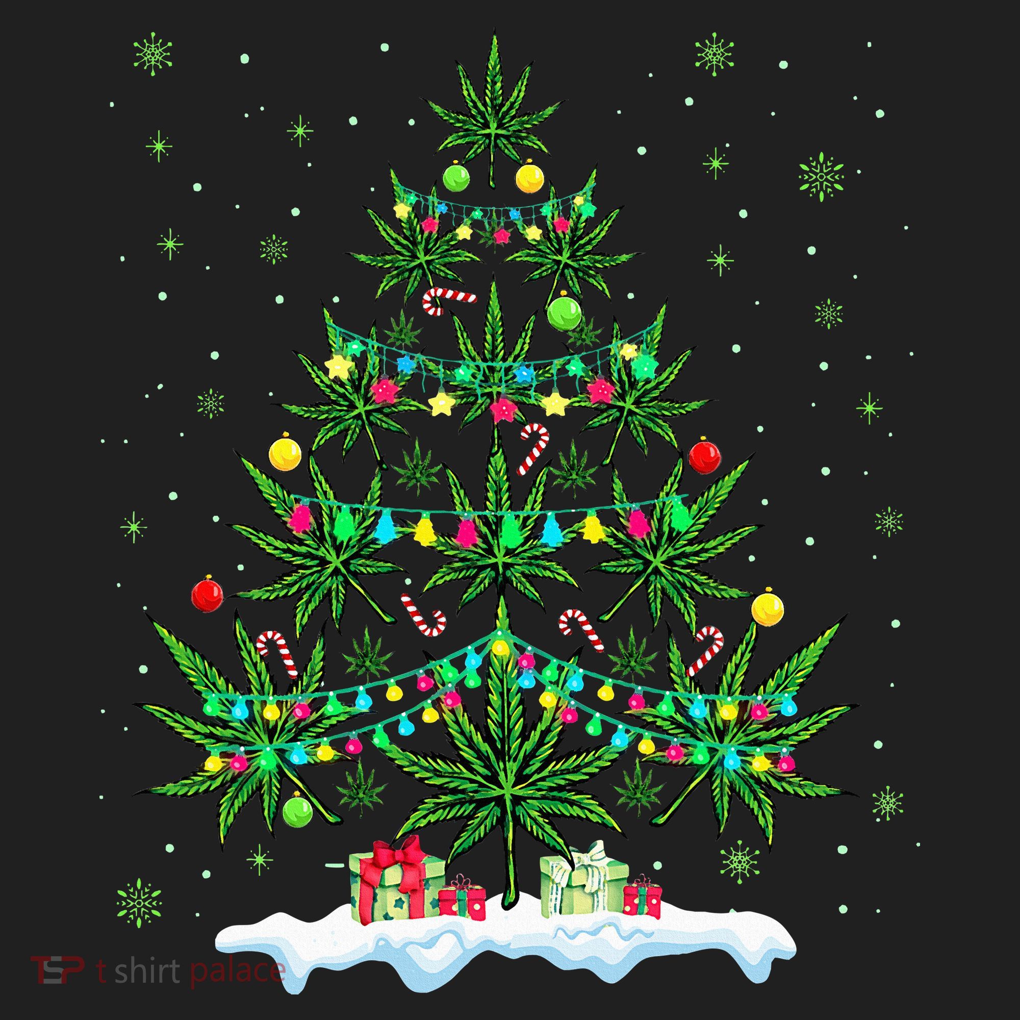 Festive Cannabis Tree Hilarious Xmas Decor for Marijuana Enthusiasts Women's Sweatshirt