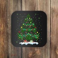 Festive Cannabis Tree Hilarious Xmas Decor for Marijuana Enthusiasts Coaster thumb 0