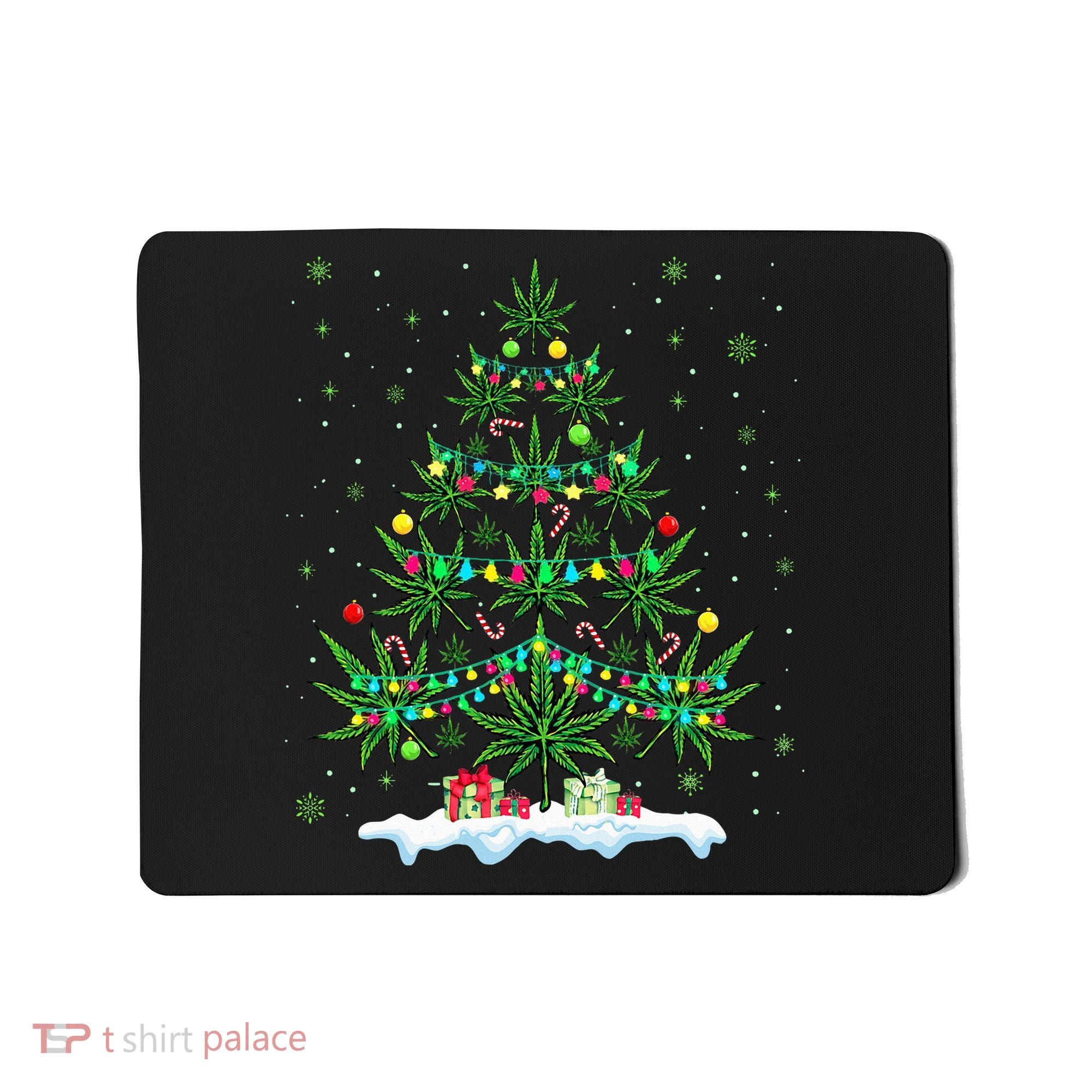 Festive Cannabis Tree Hilarious Xmas Decor for Marijuana Enthusiasts Mousepad