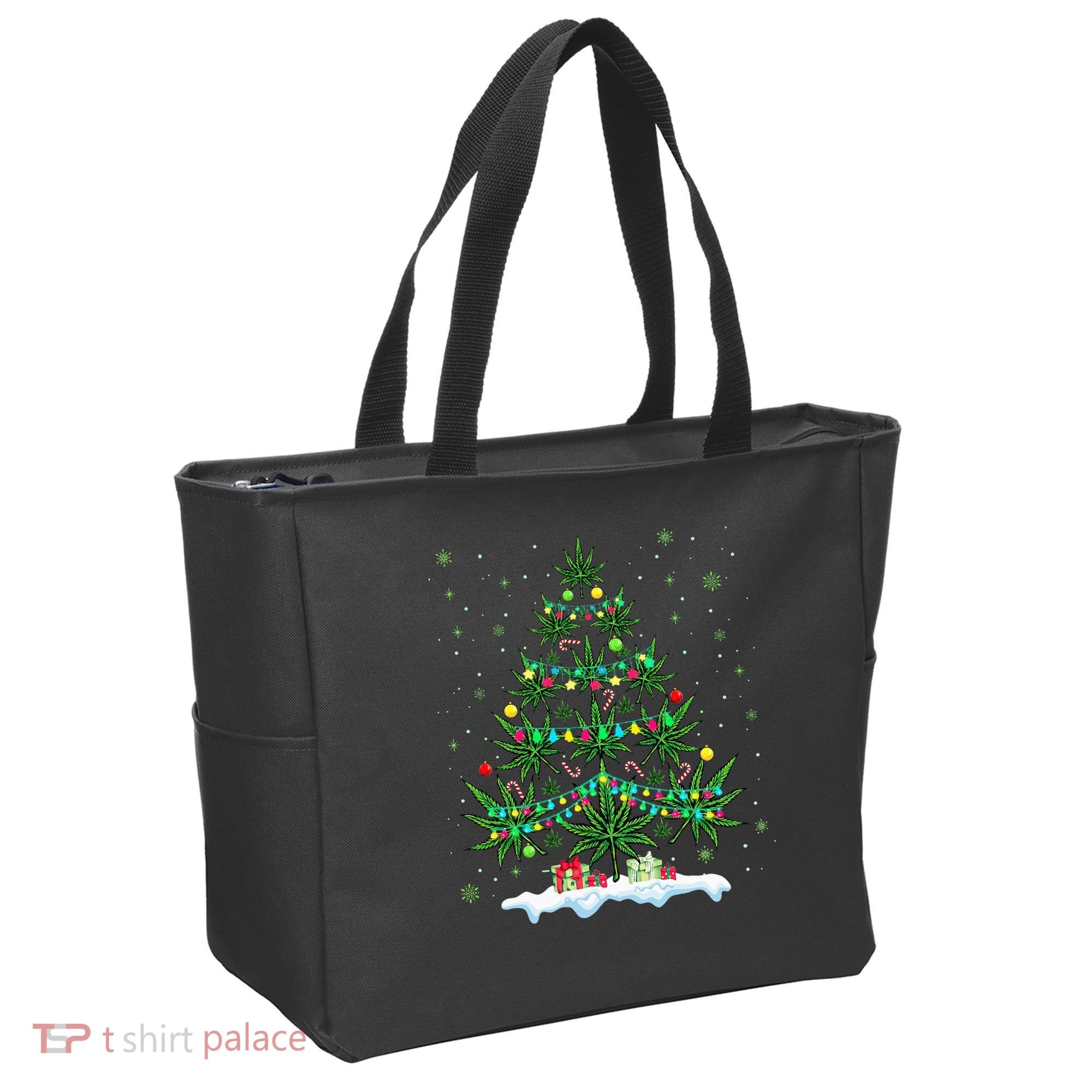 Festive Cannabis Tree Hilarious Xmas Decor for Marijuana Enthusiasts Tote Bag
