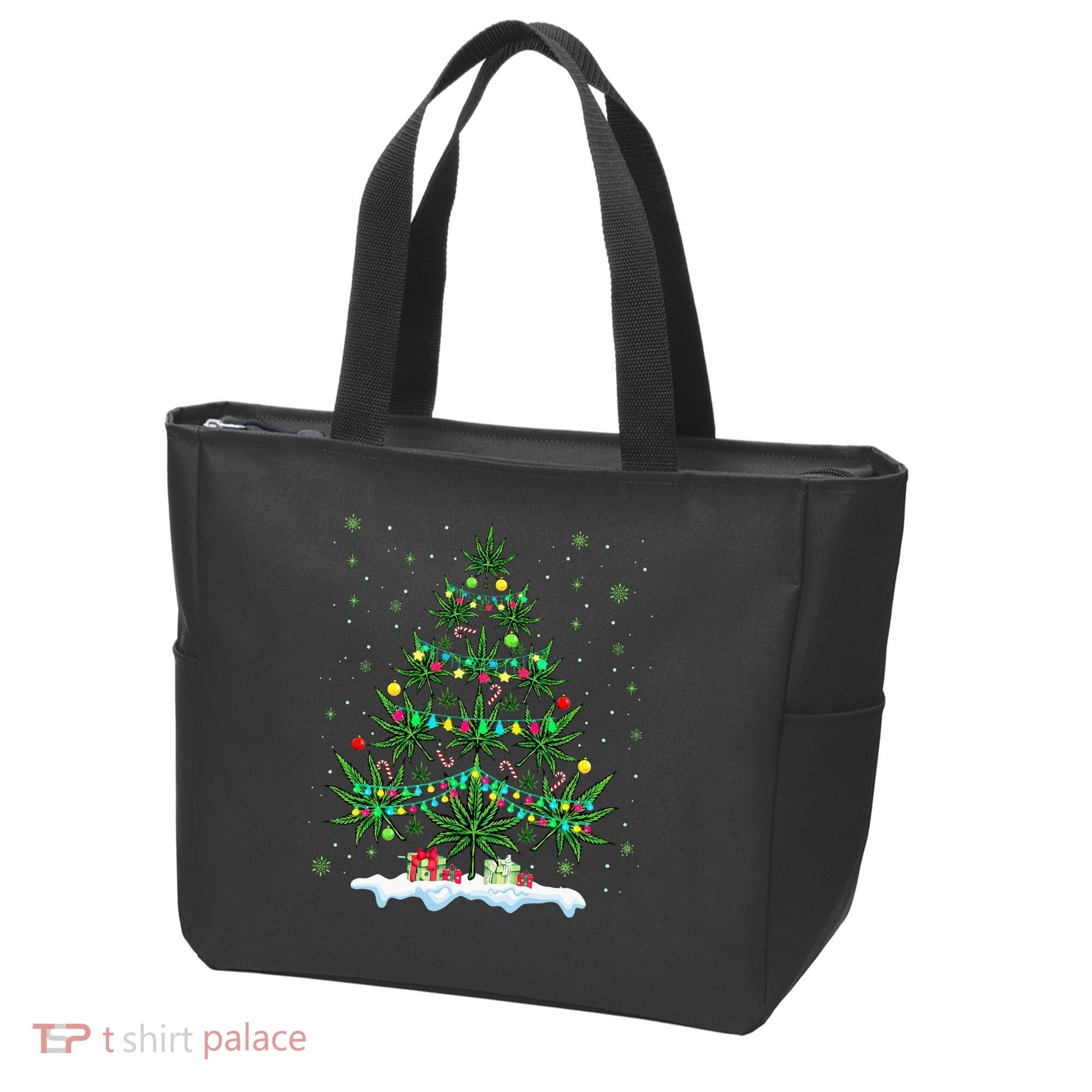 Festive Cannabis Tree Hilarious Xmas Decor for Marijuana Enthusiasts Tote Bag