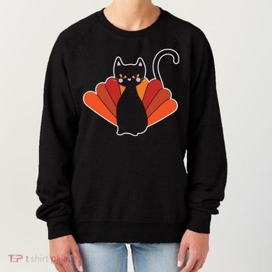 Funny Cute Thanksgiving Cat Turkey Women's Sweatshirt