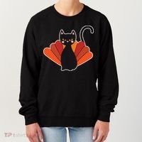 Funny Cute Thanksgiving Cat Turkey Women's Sweatshirt thumb 0