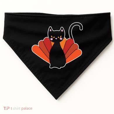 Funny Cute Thanksgiving Cat Turkey USA-Made Doggie Bandana