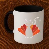 Funny Cute Thanksgiving Cat Turkey Coffee Mug thumb 2