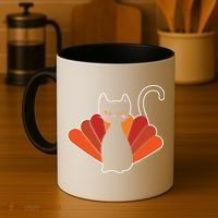 Funny Cute Thanksgiving Cat Turkey Coffee Mug thumb 4
