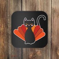 Funny Cute Thanksgiving Cat Turkey Coaster thumb 0