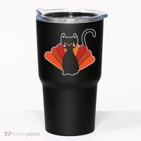 Funny Cute Thanksgiving Cat Turkey Tumbler thumb 0