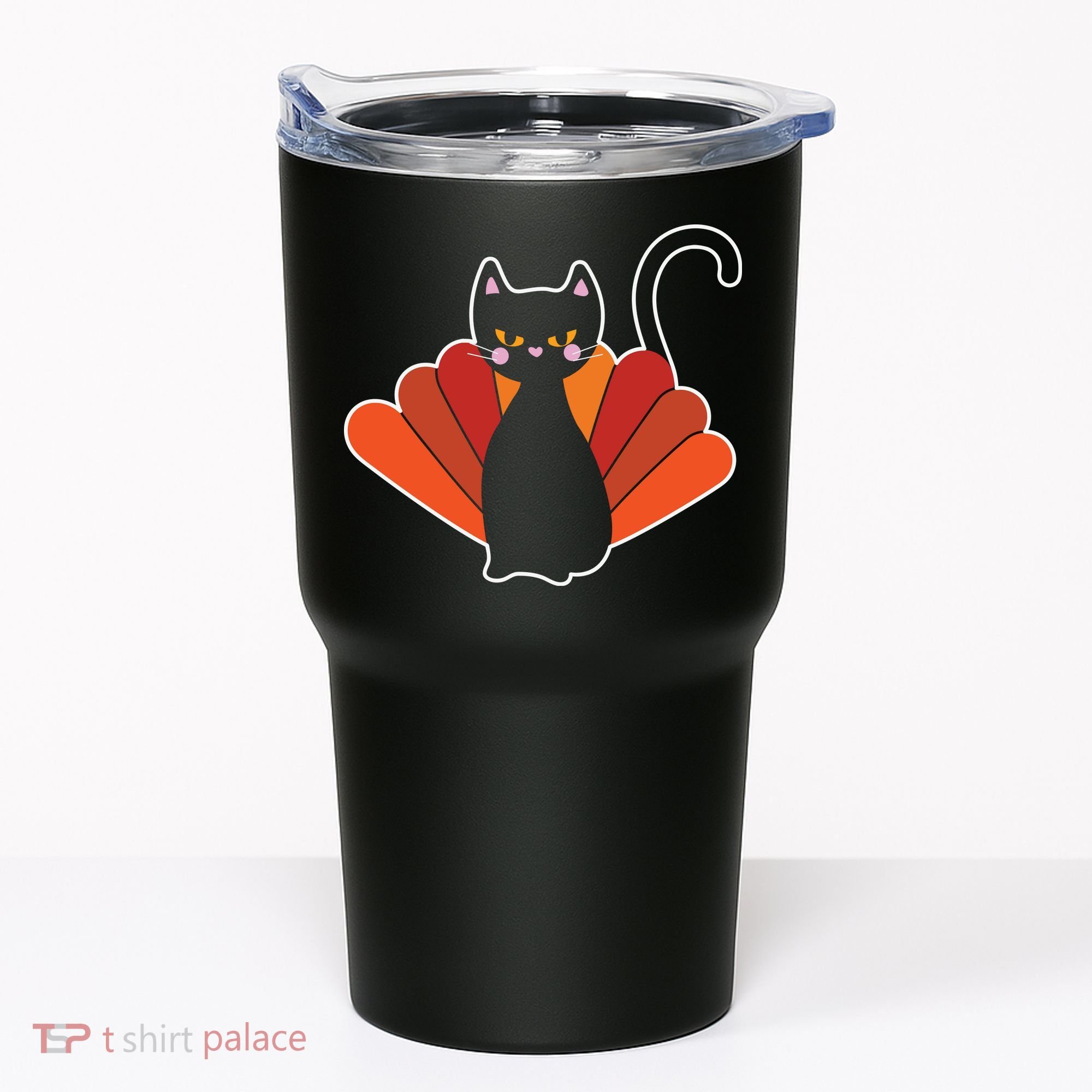 Funny Cute Thanksgiving Cat Turkey Tumbler