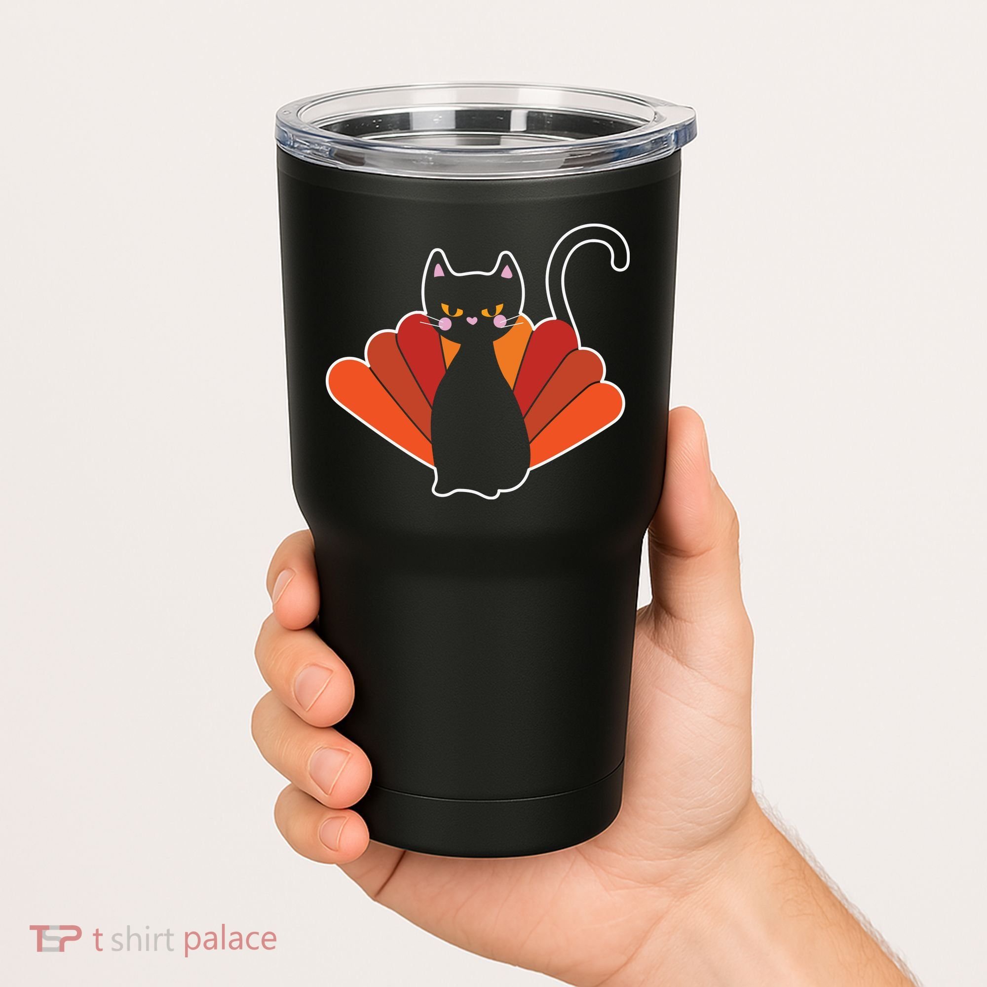Funny Cute Thanksgiving Cat Turkey Tumbler
